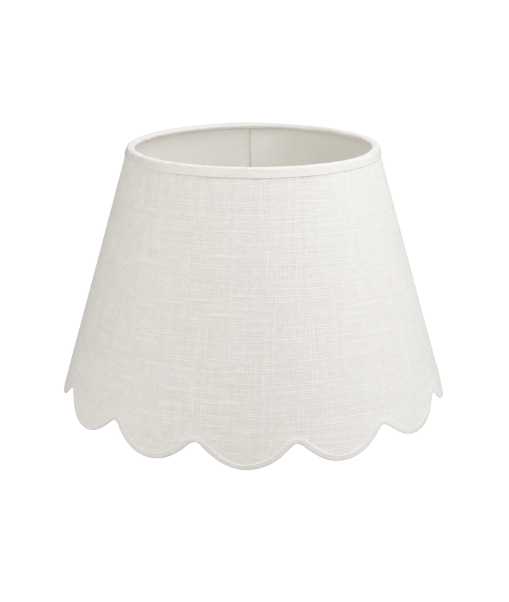 Small Medium Scalloped White Linen Shade