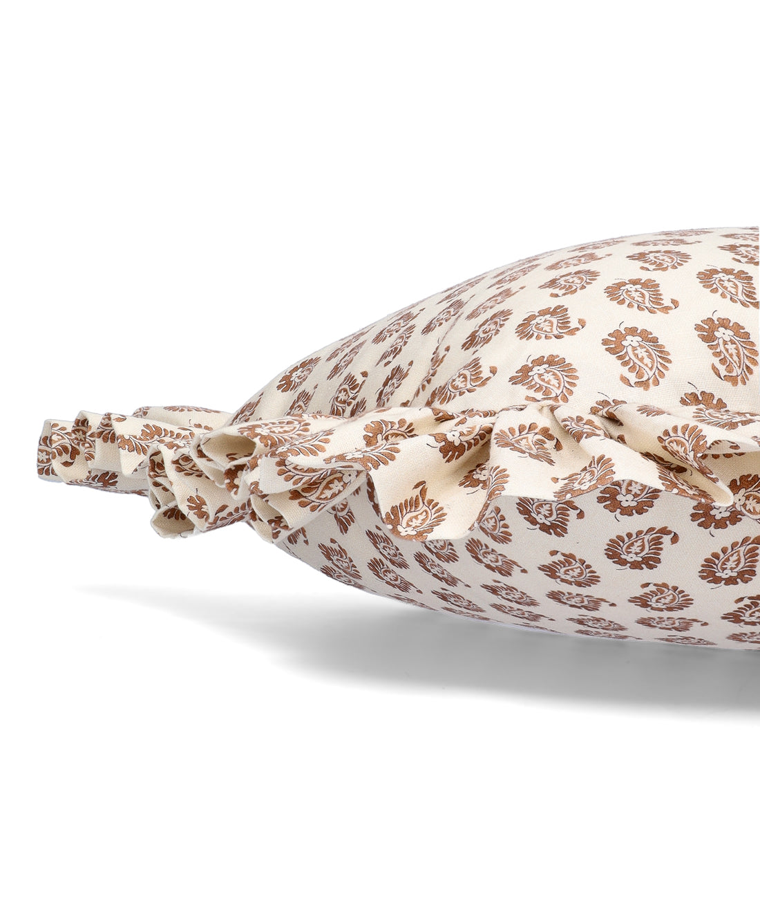 Brown Paisley Frilly Cushion