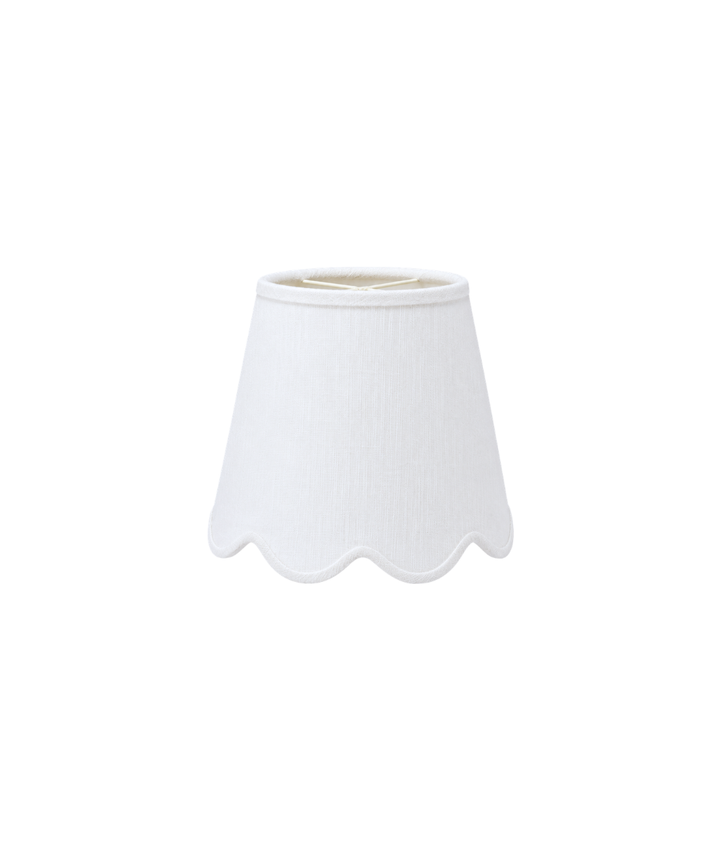Petite Wall Light Scalloped White Linen Shade