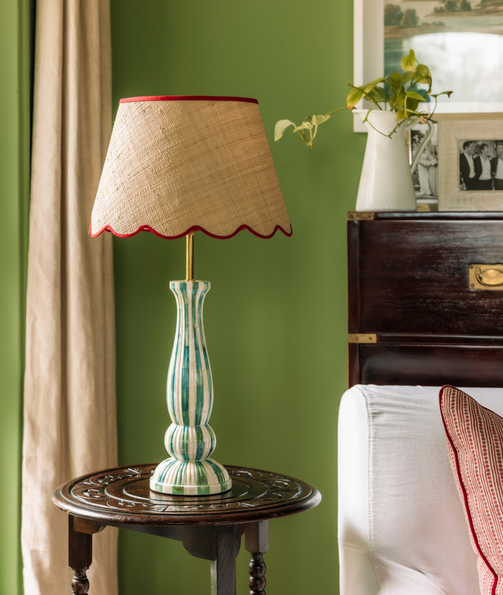 Small Medium Raffia Scalloped Shade