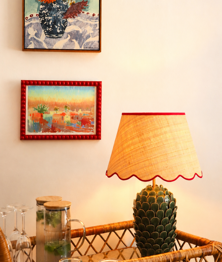 Small Medium Raffia Scallop Shade