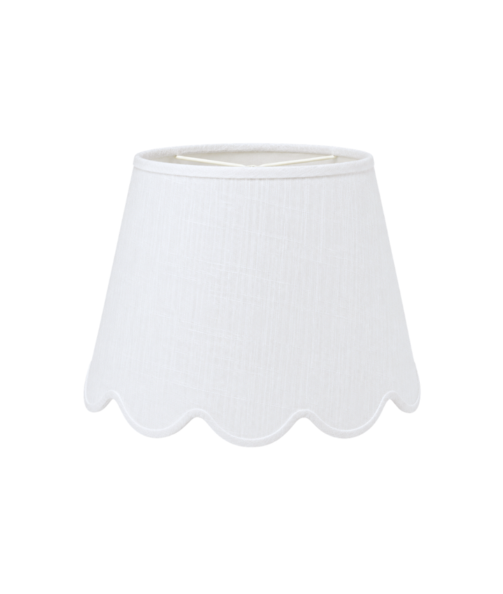Small Medium Scalloped White Linen Shade