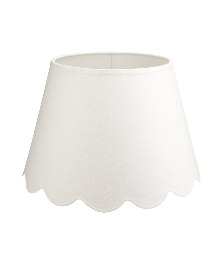 Small Medium Scalloped White Linen Shade